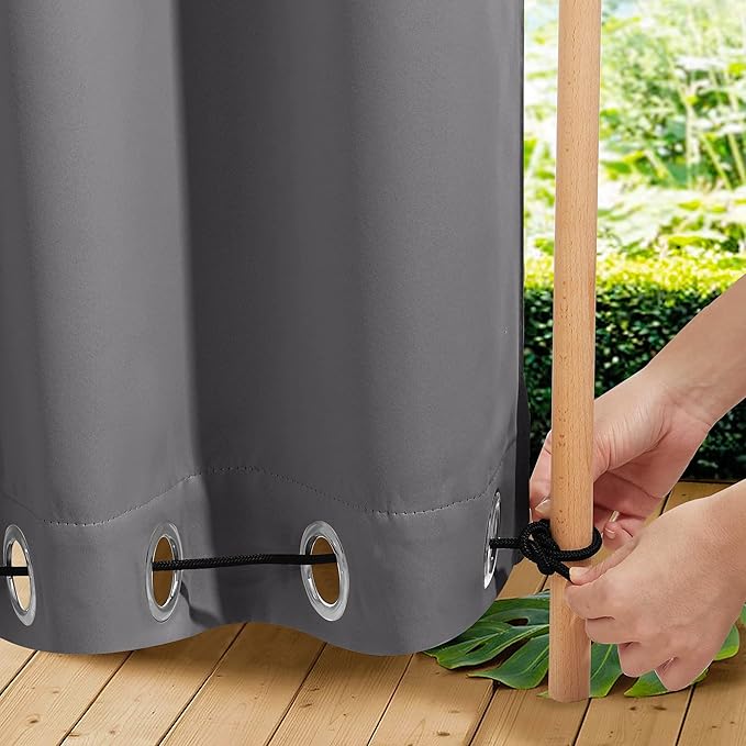 NICETOWN Gazebo Curtains Outdoor Waterproof W100 x L84 in Grey | Windproof - Image 6