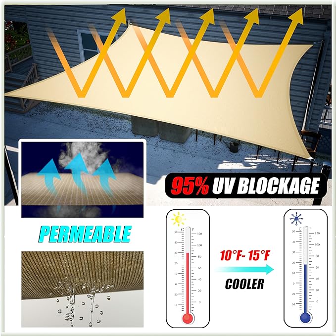 Amgo Custom Size 21' x 21' x 29.7' White Right Triangle Sun Shade Sail UPF50+ - Image 2