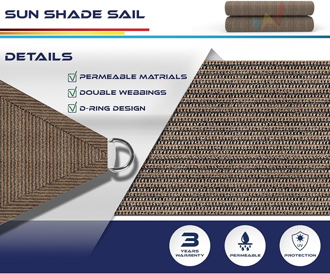 Windscreen4less 25' x 25' x 25' Sun Shade Sail Triangle Outdoor Canopy Cover UV - Image 3