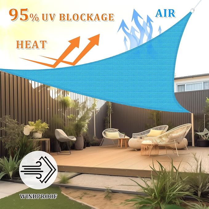 Shade&Beyond Custom Sun Shade Sail 14'x17'x22' Triangle Sun Sail Shades Patio - Image 2