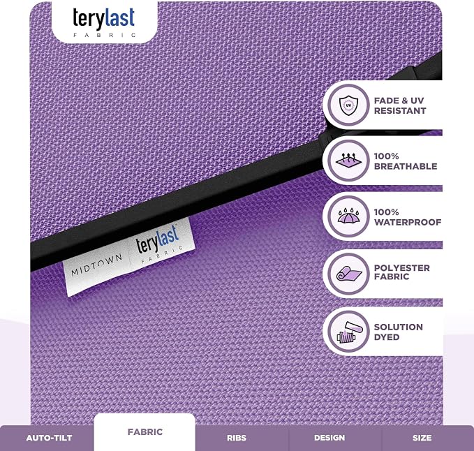 Midtown Umbrellas 10-Year-No-Fade - 8 Ft - UV Proof Purple Polyester Fabric - - Image 3