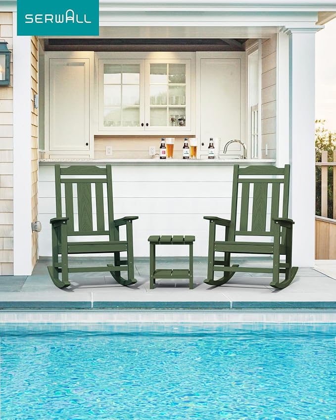 SERWALL Oversized Outdoor Rocking Chairs Set of 2, HDPE Patio Rocker - Image 2