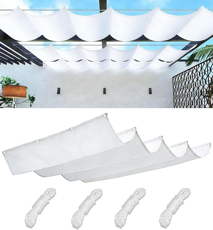 Retractable Sun Shade Sail 3' x 16' Waterproof Wave Pergola Shade Cover by WoaceSunShadeSail