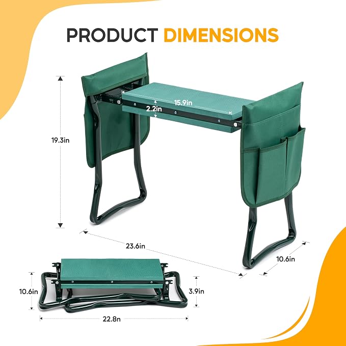 Simple Deluxe Garden Kneeler and Seat, Foldable Kneeling Stool - Image 2