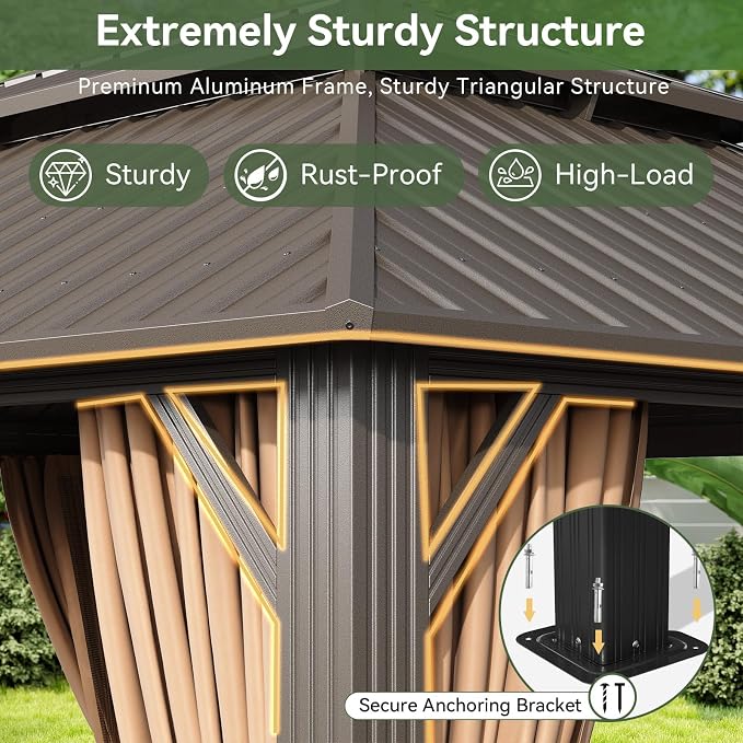 Aoxun Gazebo 12x12 Hardtop Gazebo - Image 4