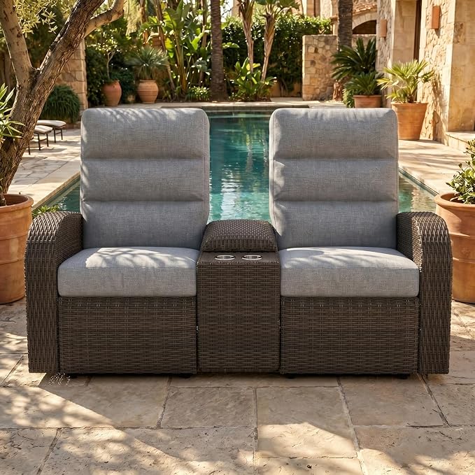 Oversized Wicker Outdoor Recliner Lovseat by LayinSun