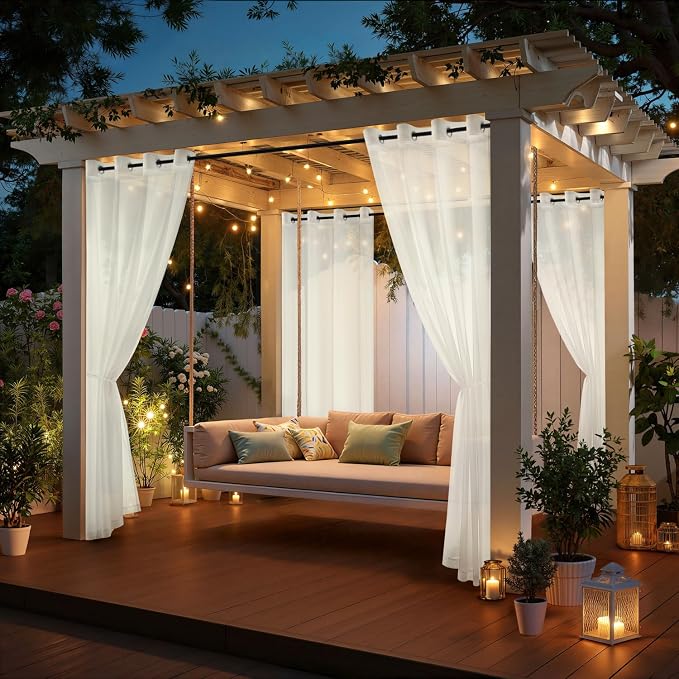 MIULEE Ivory Outdoor Curtain for Patio Waterproof 4 Panels 54 x 102 Inch | - Image 5