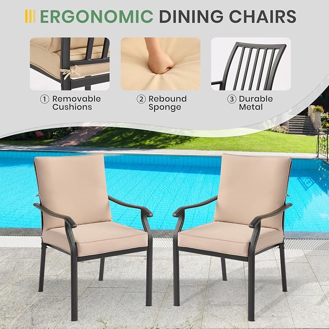 LVUYOYO Outdoor Patio Dining Chairs Set of 6, Metal Stackable Chairs Set - Image 5