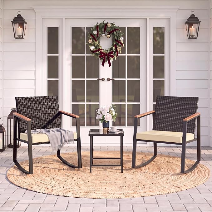 Gizoon 3 Pieces Rocking Patio Bistro Set | - Image 8