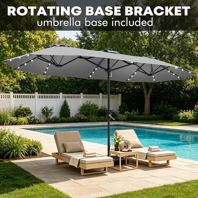 15ft Double-Sided Rectangle Patio Umbrella - Image 8