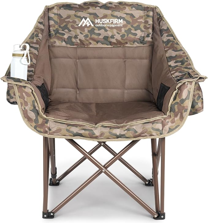 Oversized Camping Chair, Padded Camping Chairs Support 450LBS, Camouflage | by Huskfirm