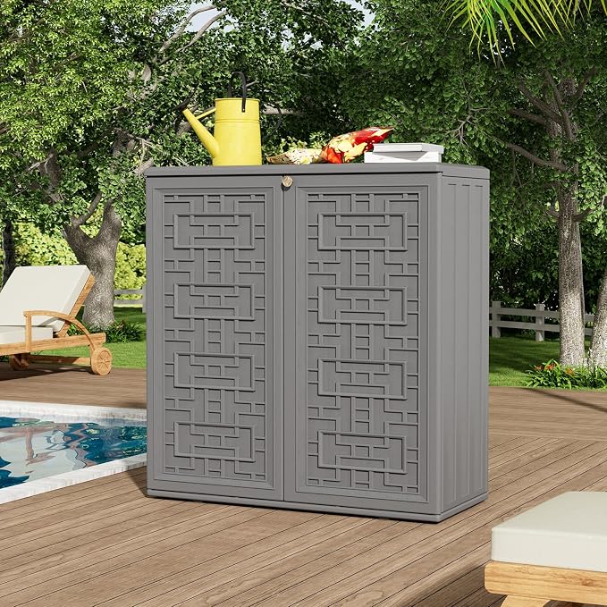 ZZM HDPE Outdoor Storage Shed, Outdoor Plastic Storage Cabinet, Horizontal - Image 4