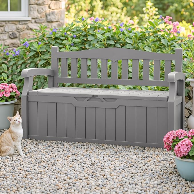 Homall 75 Gallon Outdoor Storage Benches Lockable Deck Box Waterproof | UV - Image 2