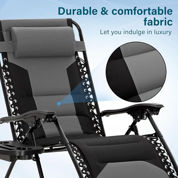 MFSTUDIO Padded Zero Gravity Chair, Cup Holder, 28in Seat, Removable Cup Holder - Image 4