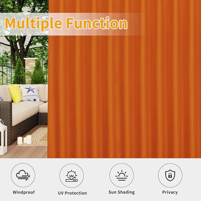 Easy-Going Outdoor Patio Curtains 2 Panels, 110x108 inch, Porch and Pergola - Image 5