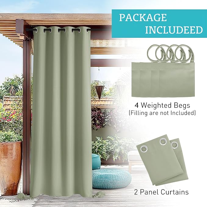 RYB HOME Outdoor Curtains for Patio Waterproof, Windproof - Image 7