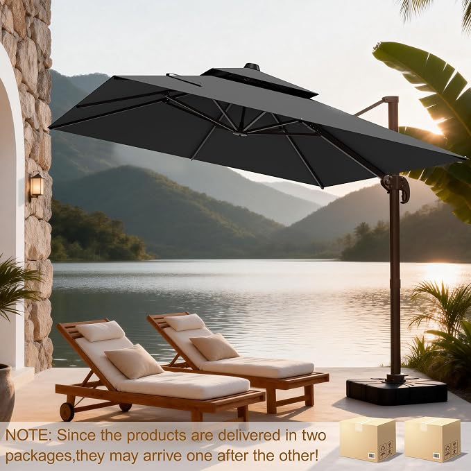 10x10Ft Patio Umbrella Outdoor Cantilever Rectangle Umbrella - Image 6