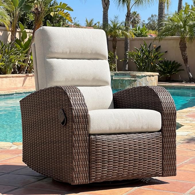 Oversized Wicker Outdoor Swivel Glider Recliner by LayinSun
