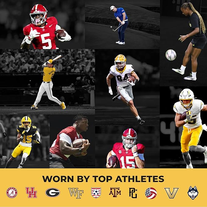 VKTRY Gold for Cleated Shoes - Carbon Fiber Performance Insoles Customized Athletic Inserts for Football, Baseball, Soccer, Golf, Lax & More | Run Fast, Jump High, US M13-13.5, W15-15.5, 121-170lb
