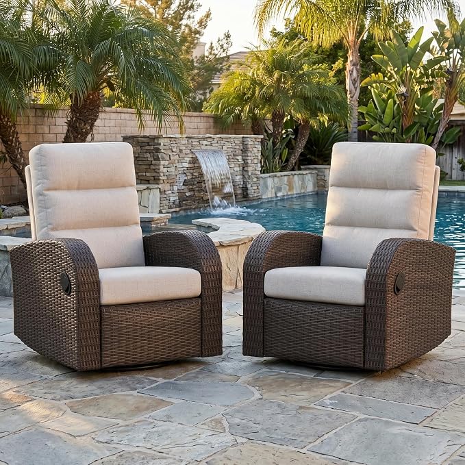 Oversized Wicker Outdoor Swivel Glider Recliner by LayinSun