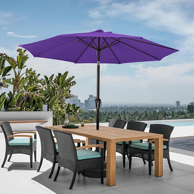 JEAREY 9FT Outdoor Patio Umbrella, Market Umbrella, Dark Purple | Outdoor Table - Image 4