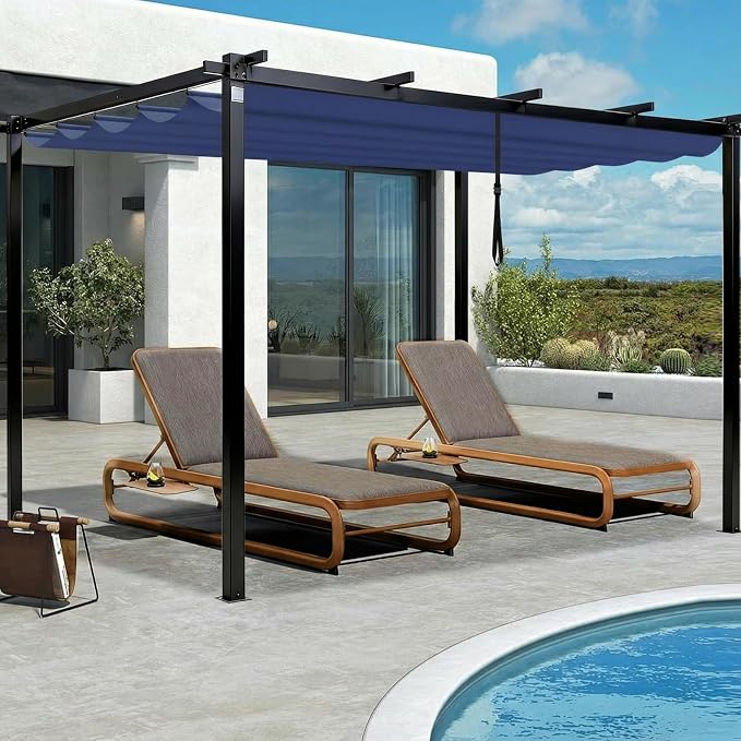 Mrsenloi 10 x 10 Pergola Shade Cover Replacement, Top Only, Retractable Sun - Image 6