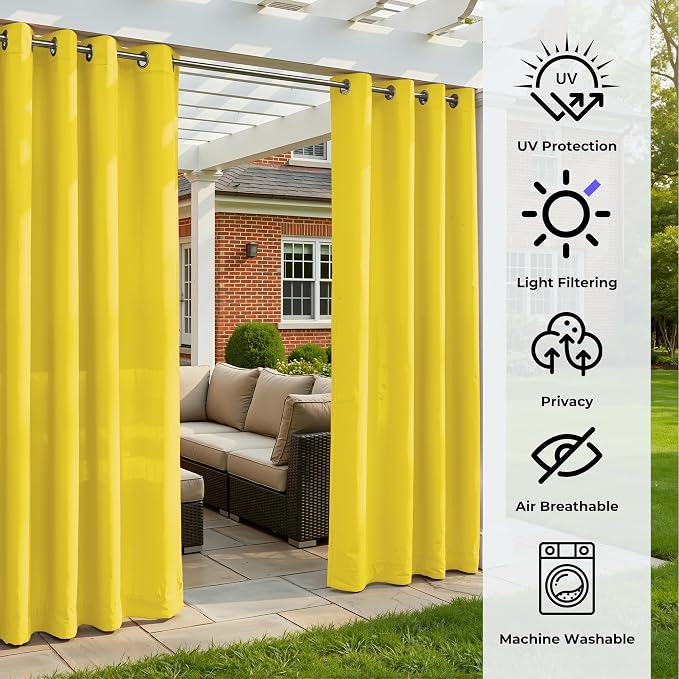 Set of 4 Outdoor Curtains for Patio Waterproof, Breathable Grommet Panels for - Image 5