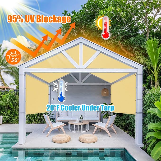 Amagenix Custom Size Waterproof Shade Cloth, 95% UV Block Tarp Cover - Image 3
