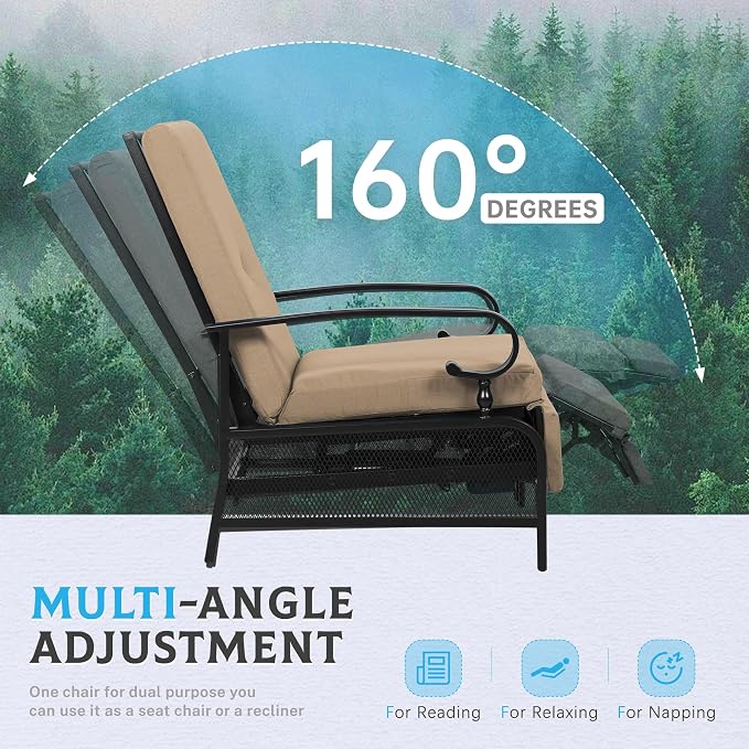 Incbruce Outdoor Lounge Chair Patio Furniture Adjustable Recliner - Image 7