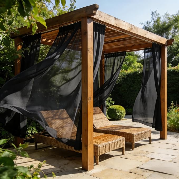 Outdoor Sheer Curtains for Patio Waterproof, 2 Panels Rod Pocket Indoor/Outdoor - Image 4