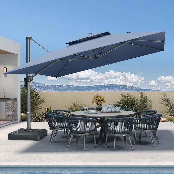 PURPLE LEAF Sunbrella Patio Umbrella 12FT Outdoor Umbrella Spectrum Denim | - Image 2