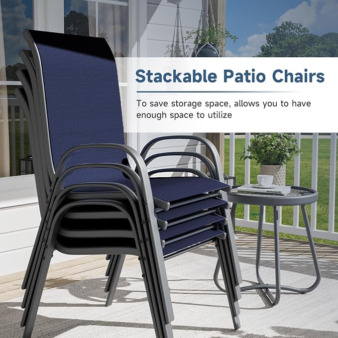 Amopatio Patio Chairs Set of 8, Outdoor Stackable Dining Chairs - Image 4