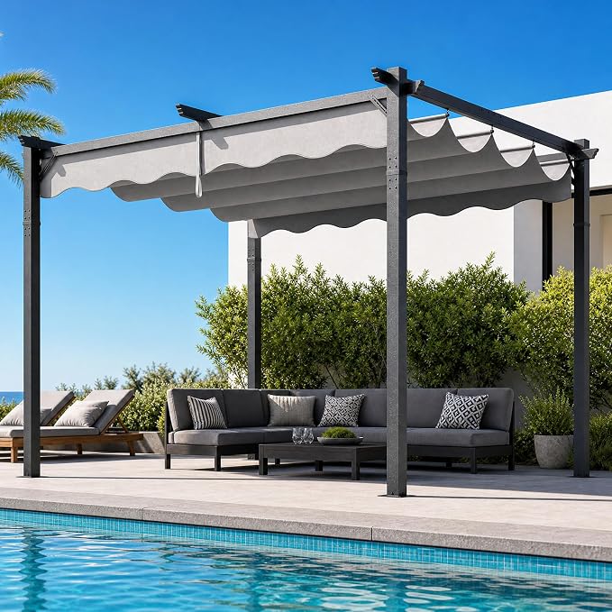 10'x12' Retractable Pergola, Outdoor Pergolas - Image 7