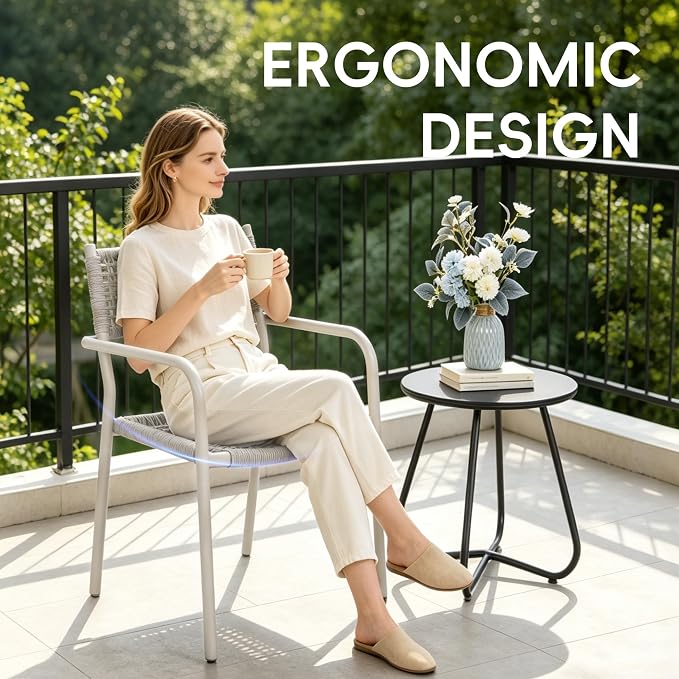 Patio Chairs Set of 6, Stackable Outdoor Dining Chairs - Image 7