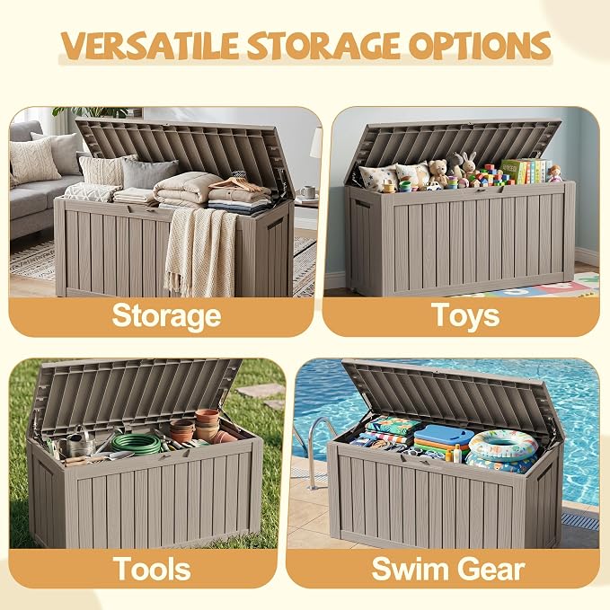 Outdoor Storage Box Waterproof, 150 Gal Gen 2 Resin Deck Box - Image 6