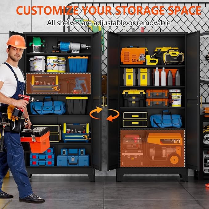 GAIOUS 75'' Tall Metal Garage Storage Cabinet, File Cabinet - Image 4