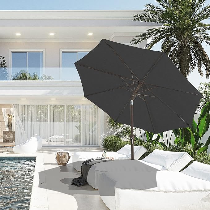 JEAREY 9FT Outdoor Patio Umbrella, Market Umbrella, Tilt & Crank UV Protection - Image 4