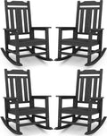 SERWALL Oversized Outdoor Rocking Chairs Set of 4, HDPE Patio Rocker, All by Unknown