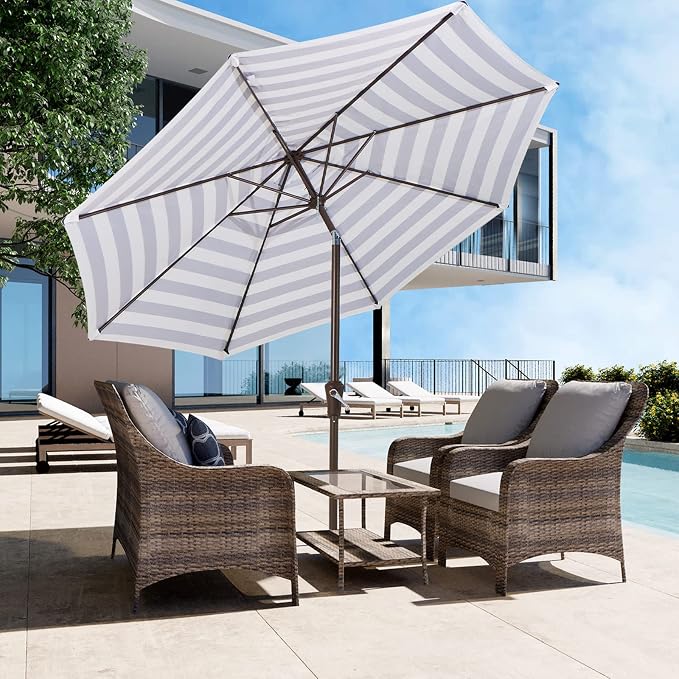 JEAREY 9FT Outdoor Patio Umbrella, Market Umbrella, Tilt & Crank UV Protection - Image 4
