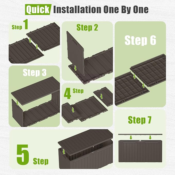 Flamaker Resin Deck Box 100 Gallon Large Outdoor Storage Box Waterproof | - Image 3