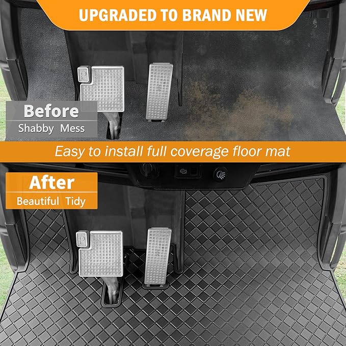 Golf Cart Floor Mat for Yamaha,Customize Non-Slip Full Coverage Liner Matt Replacement Fits to Yamaha G29/Drive, Drive2,Adventurer,QuieTech 2017+,Durable Easy to Clean