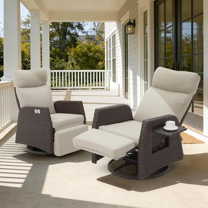 Outdoor Swivel Recliner Chair, Adjustable Patio Recliner, 2PK | Independent by Unknown