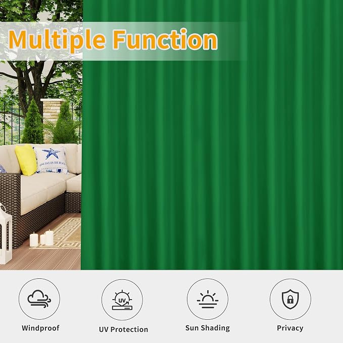 Easy-Going Outdoor Patio Curtains 2 Panels, 110x96 inch, Porch and Pergola - Image 5