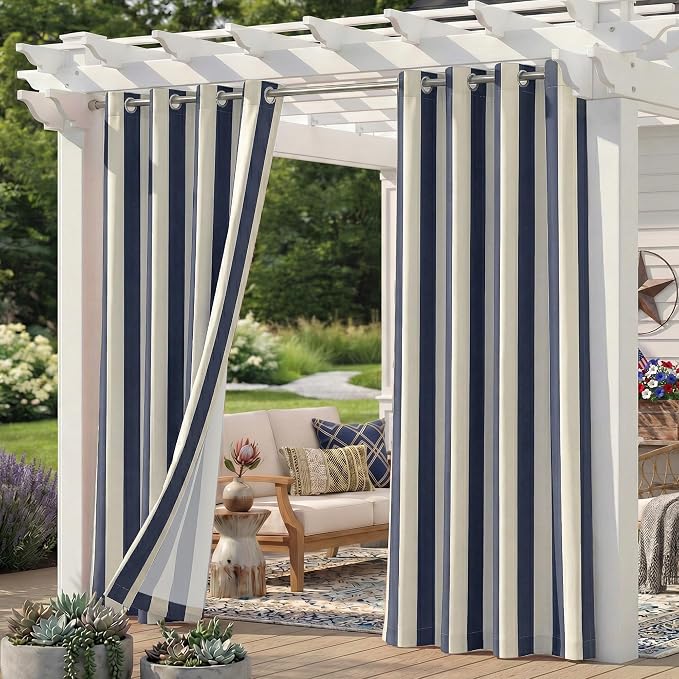2 Panels Outdoor Stripe Curtains by Sunshelf