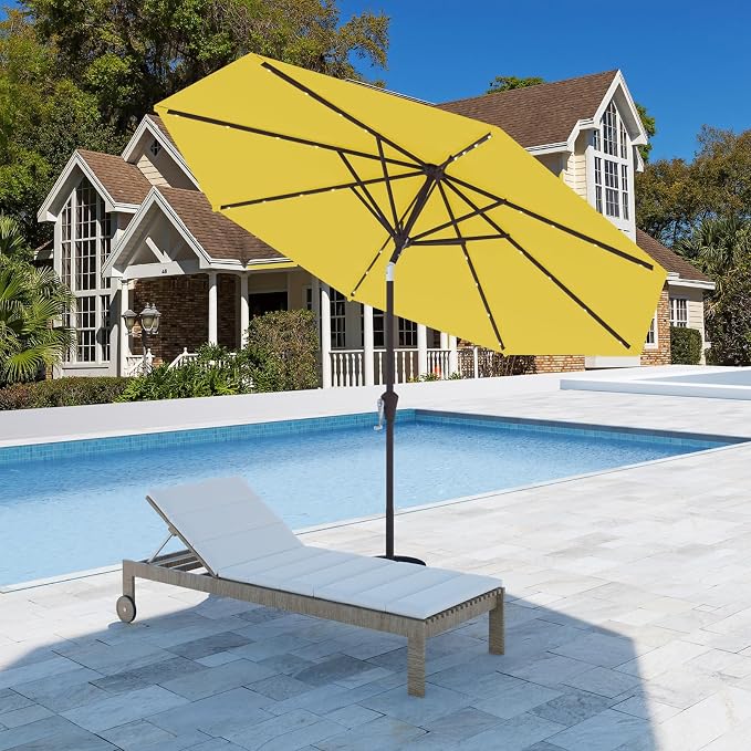 9FT Patio Umbrella with Solar Lights, Outdoor Market Umbrella with Tilt and - Image 5