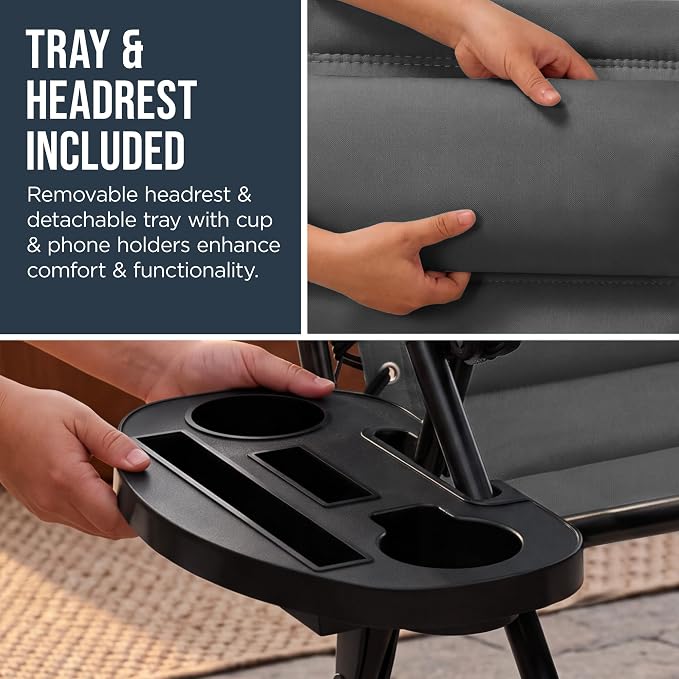 Best Choice Products Oversized Padded Zero Gravity Chair w/Canopy Headrest Cup - Image 9