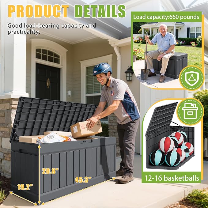 Greesum Outdoor Storage Box 82 Gallon Storage Bin - Image 7