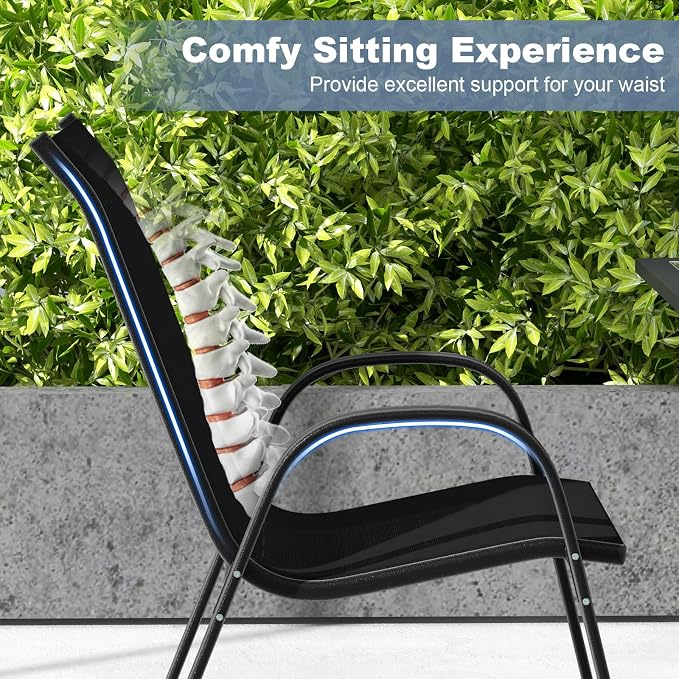 COSTWAY Patio Stackable Dining Chairs Set of 4 - Image 5