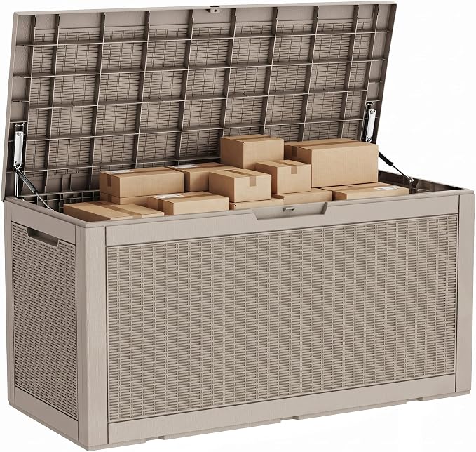 130 Gallon Outdoor Storage Box Waterproof, UV Resistant Resin Deck Box by KFY