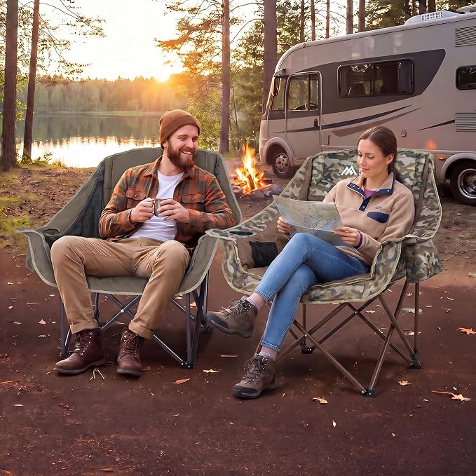 Oversized Camping Chair, Padded Camping Chairs Support 450LBS, Camouflage | - Image 2